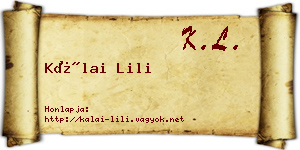 Kálai Lili névjegykártya